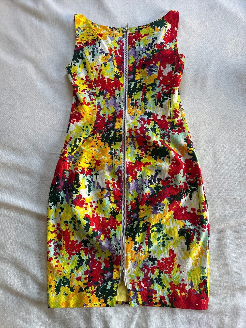 MADISON Artsy Splatter Print Two Way Back Zipper Sheath Dress | 8 - Picture 5 of 16